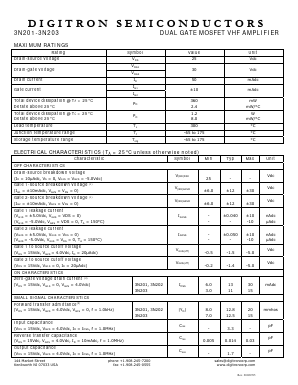 3N203 Datasheet PDF Digitron Semiconductors