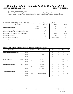 1N5711 Datasheet PDF Digitron Semiconductors