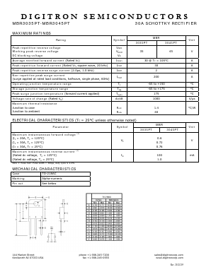 MBR3045PT Datasheet PDF Digitron Semiconductors