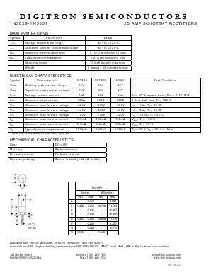 1N5829 Datasheet PDF Digitron Semiconductors