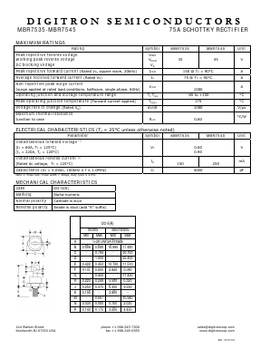 MBR7545 Datasheet PDF Digitron Semiconductors