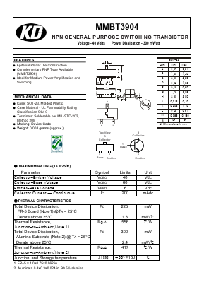 MMBT3904 Datasheet PDF Diotech Company.