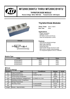 MT200CB08T2 Datasheet PDF Diotech Company.