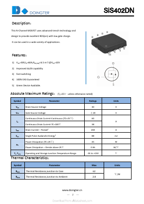 SIS402DN Datasheet PDF SHENZHEN DOINGTER SEMICONDUCTOR CO., LTD.