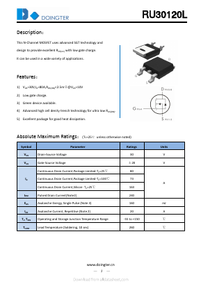 RU30120L Datasheet PDF SHENZHEN DOINGTER SEMICONDUCTOR CO., LTD.