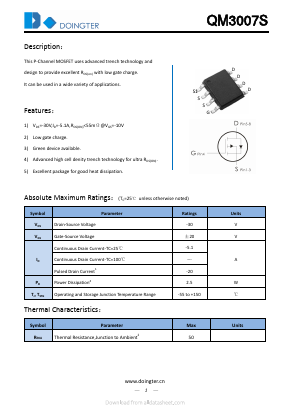 QM3007S Datasheet PDF SHENZHEN DOINGTER SEMICONDUCTOR CO., LTD.