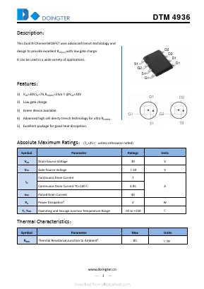 DTM4936 Datasheet PDF SHENZHEN DOINGTER SEMICONDUCTOR CO., LTD.