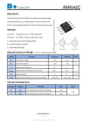 AM4542C Datasheet PDF SHENZHEN DOINGTER SEMICONDUCTOR CO., LTD.