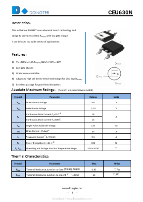 CEU630N Datasheet PDF SHENZHEN DOINGTER SEMICONDUCTOR CO., LTD.