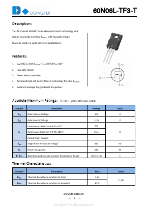 60N06L-TF3-T Datasheet PDF SHENZHEN DOINGTER SEMICONDUCTOR CO., LTD.