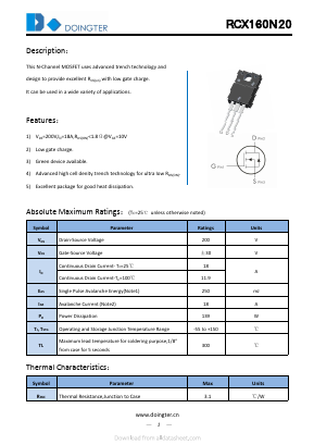 RCX160N20 Datasheet PDF SHENZHEN DOINGTER SEMICONDUCTOR CO., LTD.