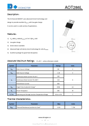 AOT286L Datasheet PDF SHENZHEN DOINGTER SEMICONDUCTOR CO., LTD.