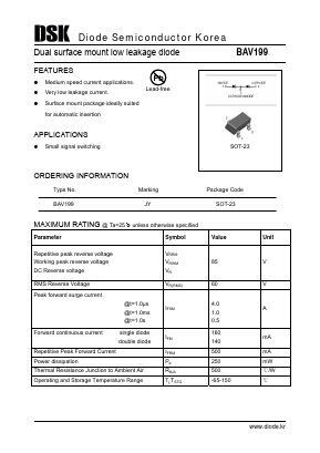 BAV199 Datasheet PDF Diode Semiconductor Korea