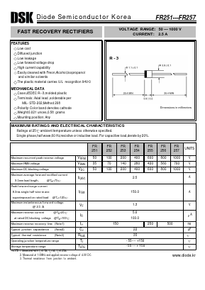 FR254 Datasheet PDF Diode Semiconductor Korea