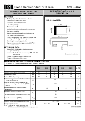 B220 Datasheet PDF Diode Semiconductor Korea