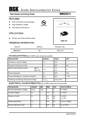 MMSD914 Datasheet PDF Diode Semiconductor Korea