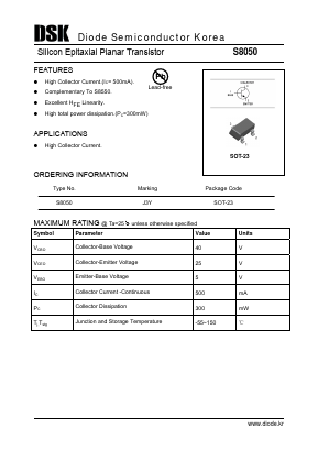 S8050 Datasheet PDF Diode Semiconductor Korea