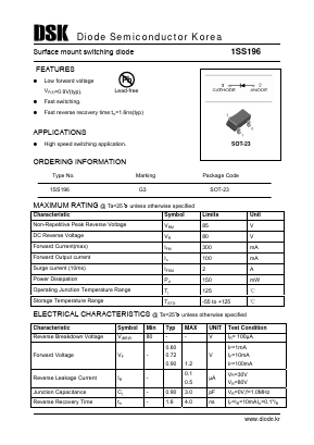 1SS196 Datasheet PDF Diode Semiconductor Korea