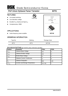 B772 Datasheet PDF Diode Semiconductor Korea