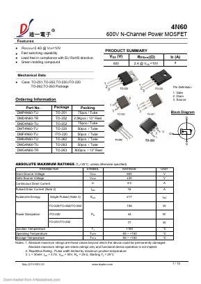 DMK4N60-TU Datasheet PDF DIYI Electronic Technology Co., Ltd.