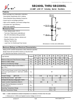 SB2150SL Datasheet PDF DIYI Electronic Technology Co., Ltd.