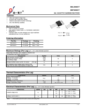 SBL3060CT Datasheet PDF DIYI Electronic Technology Co., Ltd.