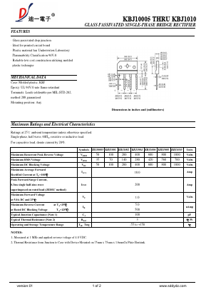 KBJ10005 Datasheet PDF DIYI Electronic Technology Co., Ltd.