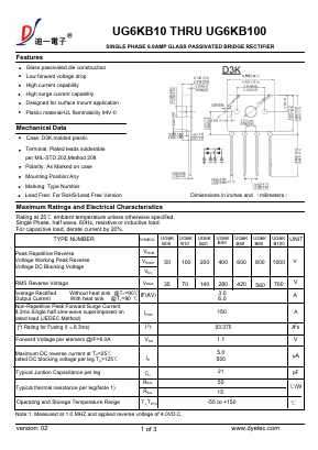 UG6KB20 Datasheet PDF DIYI Electronic Technology Co., Ltd.