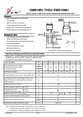 RMB1MU Datasheet PDF DIYI Electronic Technology Co., Ltd.