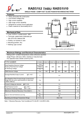 RABS125 Datasheet PDF DIYI Electronic Technology Co., Ltd.