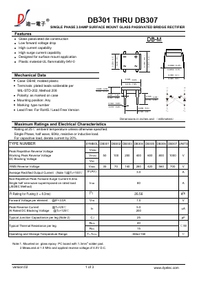 DB307 Datasheet PDF DIYI Electronic Technology Co., Ltd.