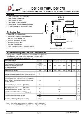 DB107S Datasheet PDF DIYI Electronic Technology Co., Ltd.