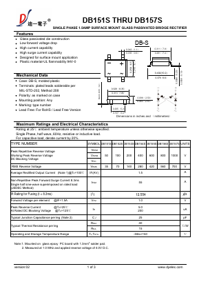 DB153S Datasheet PDF DIYI Electronic Technology Co., Ltd.