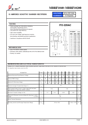 MBRF1090 Datasheet PDF DIYI Electronic Technology Co., Ltd.