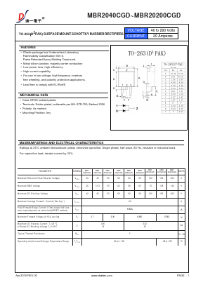 MBR20150CGD Datasheet PDF DIYI Electronic Technology Co., Ltd.