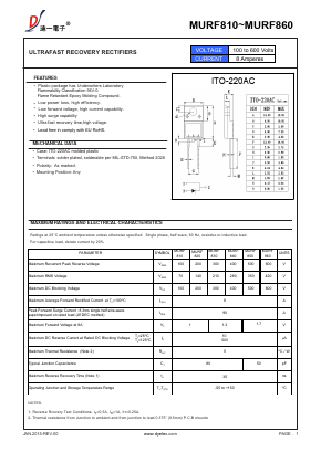 MURF810 Datasheet PDF DIYI Electronic Technology Co., Ltd.