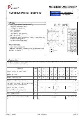 MBR840CP Datasheet PDF DIYI Electronic Technology Co., Ltd.