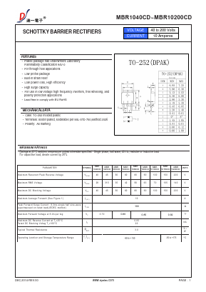 MBR10100CD Datasheet PDF DIYI Electronic Technology Co., Ltd.