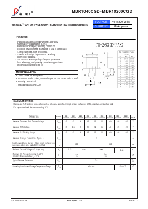 MBR1040CGD Datasheet PDF DIYI Electronic Technology Co., Ltd.