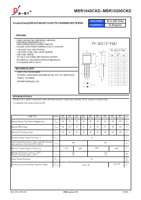 MBR10100CKD Datasheet PDF DIYI Electronic Technology Co., Ltd.
