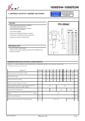 MBRF8100 Datasheet PDF DIYI Electronic Technology Co., Ltd.