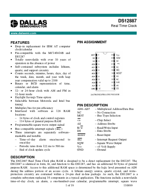 DS12887 Datasheet PDF Dallas Semiconductor -> Maxim Integrated