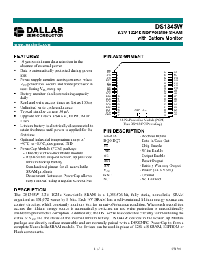 DS1345WP-150 Datasheet PDF Dallas Semiconductor -> Maxim Integrated