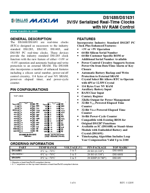 DS1688 Datasheet PDF Dallas Semiconductor -> Maxim Integrated