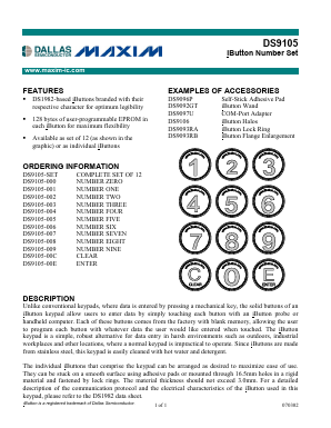 DS9105 Datasheet PDF Dallas Semiconductor -> Maxim Integrated