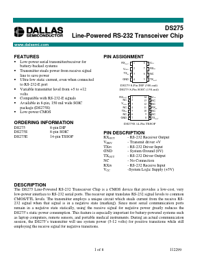 DS275-N Datasheet PDF Dallas Semiconductor -> Maxim Integrated