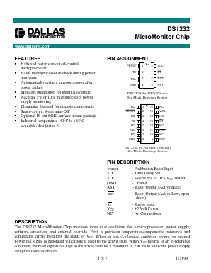 DS1232LP Datasheet PDF Dallas Semiconductor -> Maxim Integrated