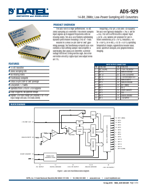 ADS-929 Datasheet PDF  DATEL Data Acquisition products 