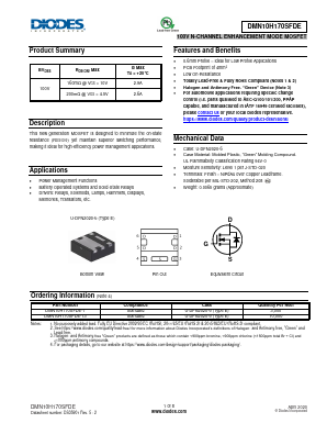 DMN10H170SFDE-7 Datasheet PDF Diodes Incorporated.