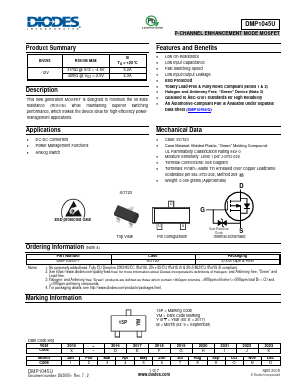 DMP1045U Datasheet PDF Diodes Incorporated.